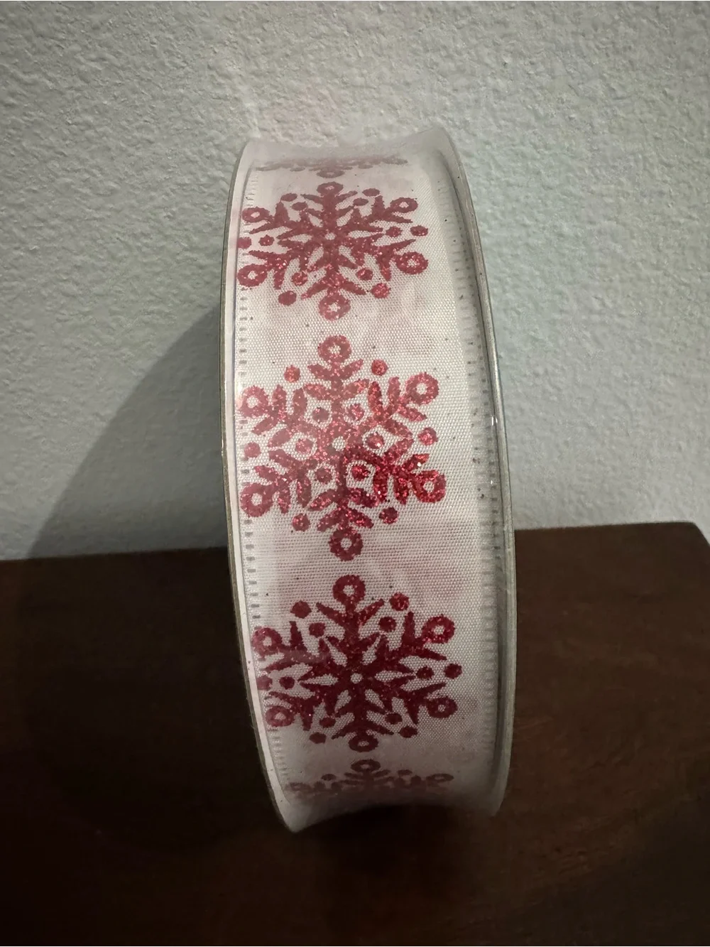 Holiday Snowflake Ribbon - White and Red 50 yards NWT